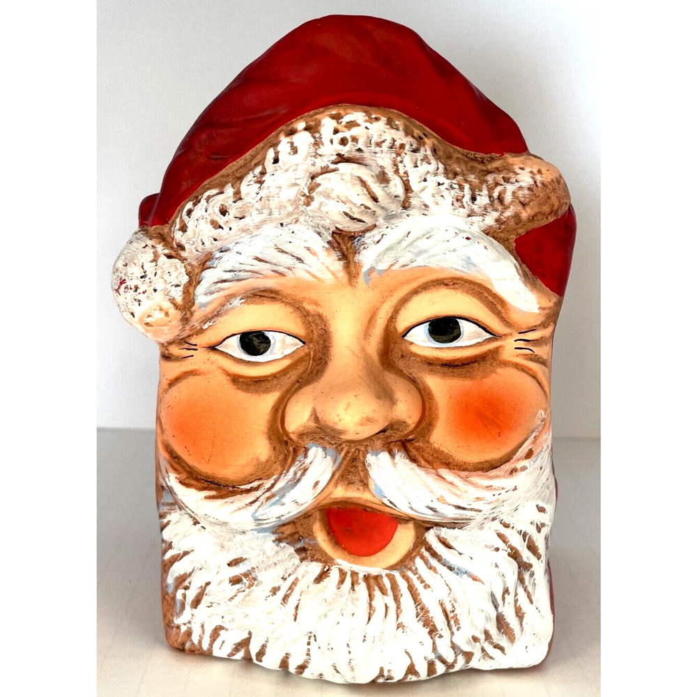 Vintage Santa Head Ceramic Planter 7in Large Vase w BOX Holiday Christmas Decor